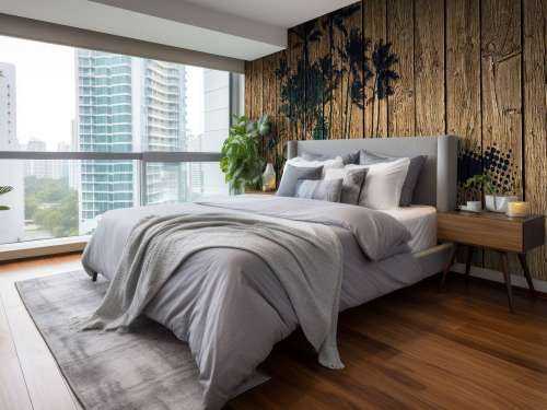 Palm trees on wood