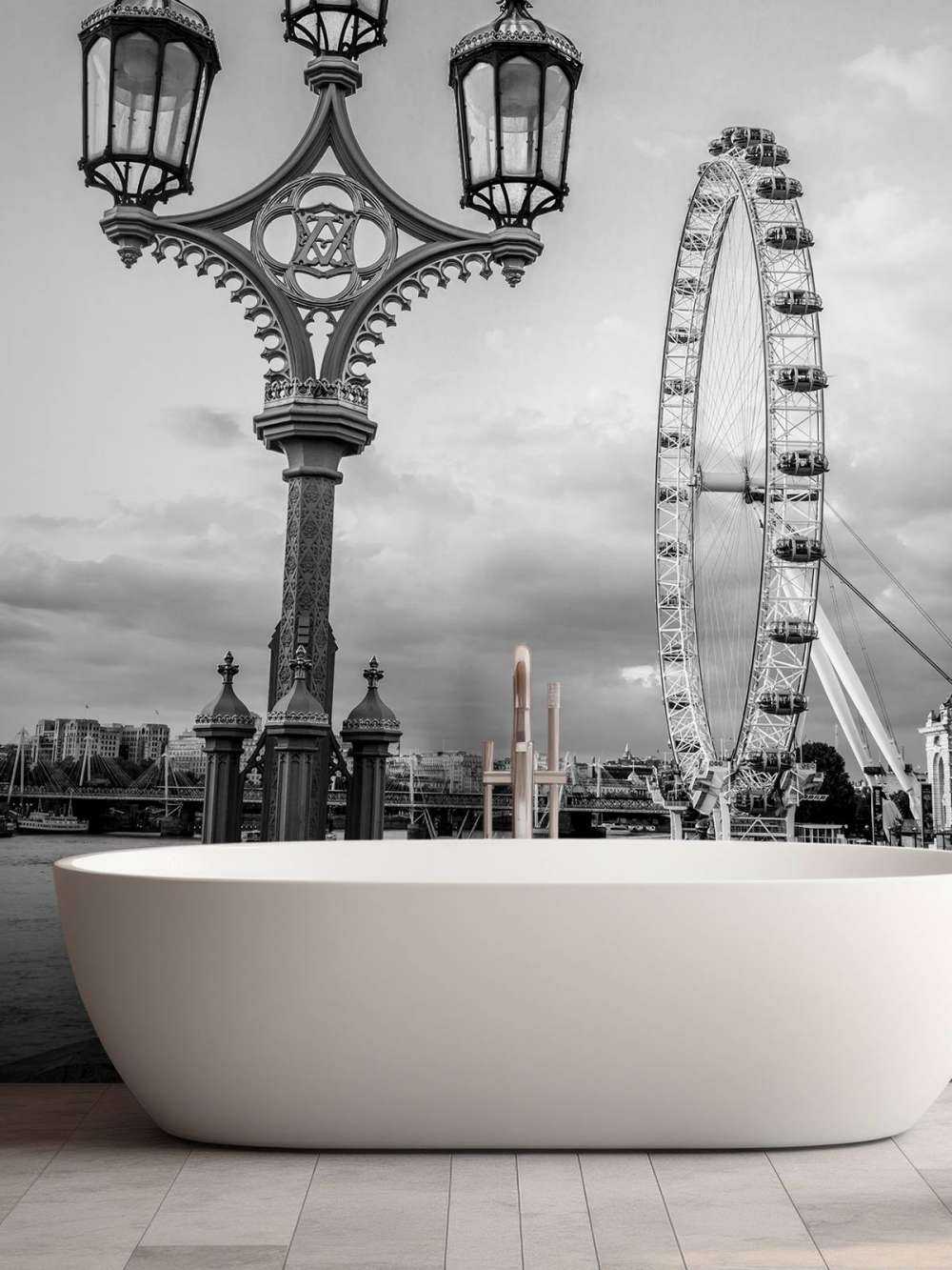 Street lamp with London Eye, London, UK