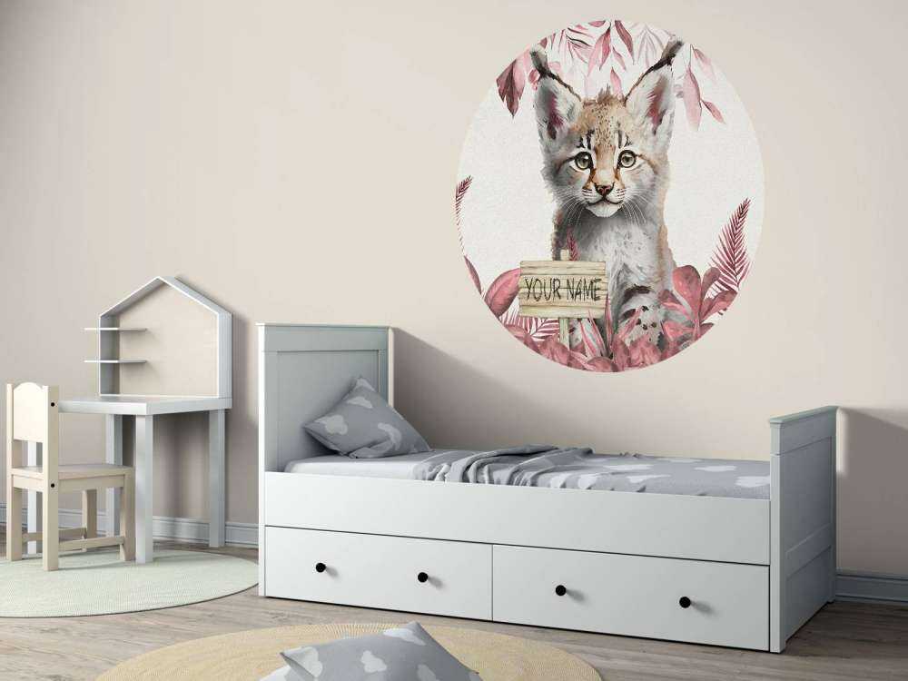 Baby lynx in the jungle pink