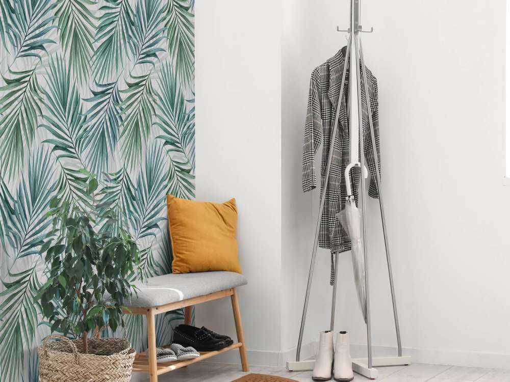 Blue and green palm leaves