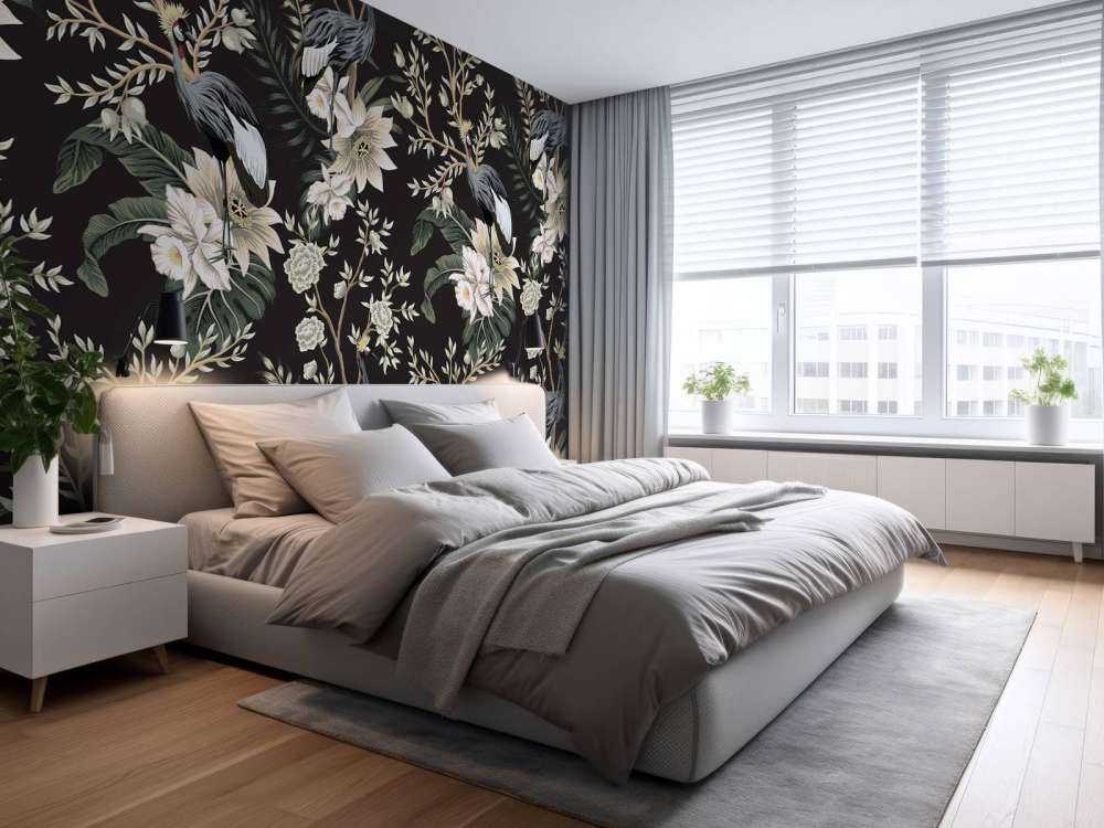 Cranes between leaves