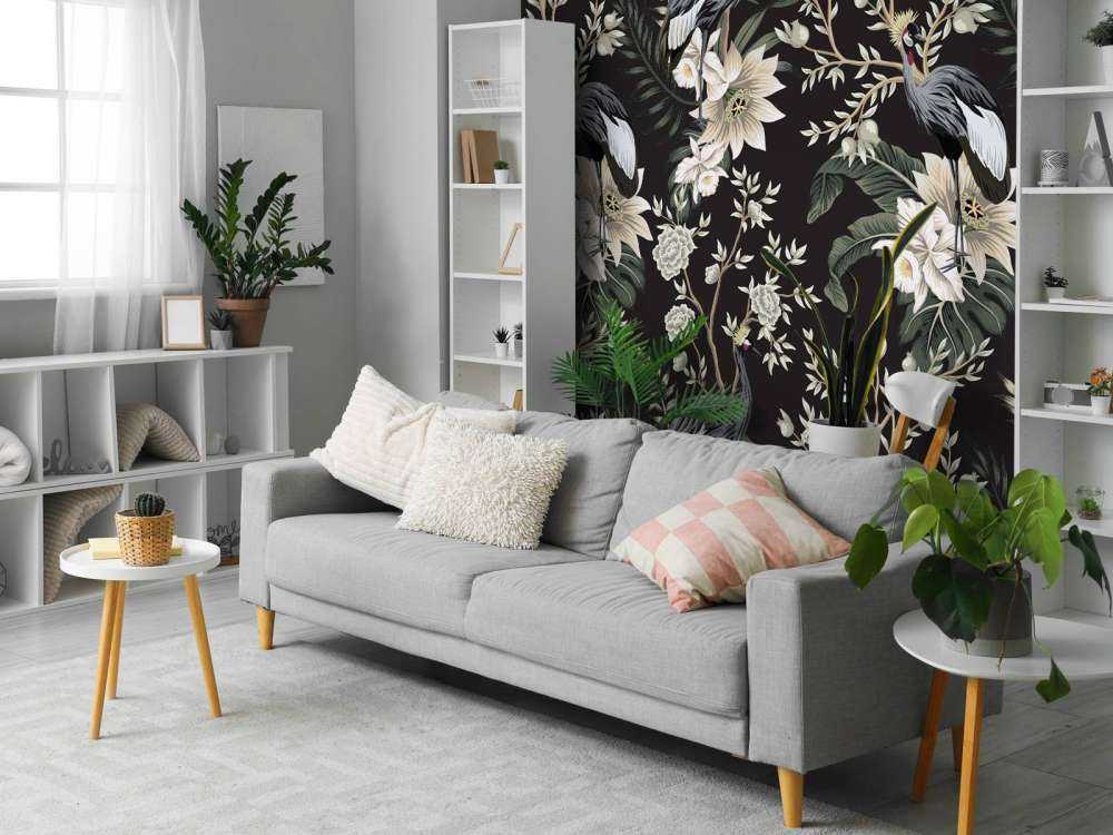 Cranes between leaves