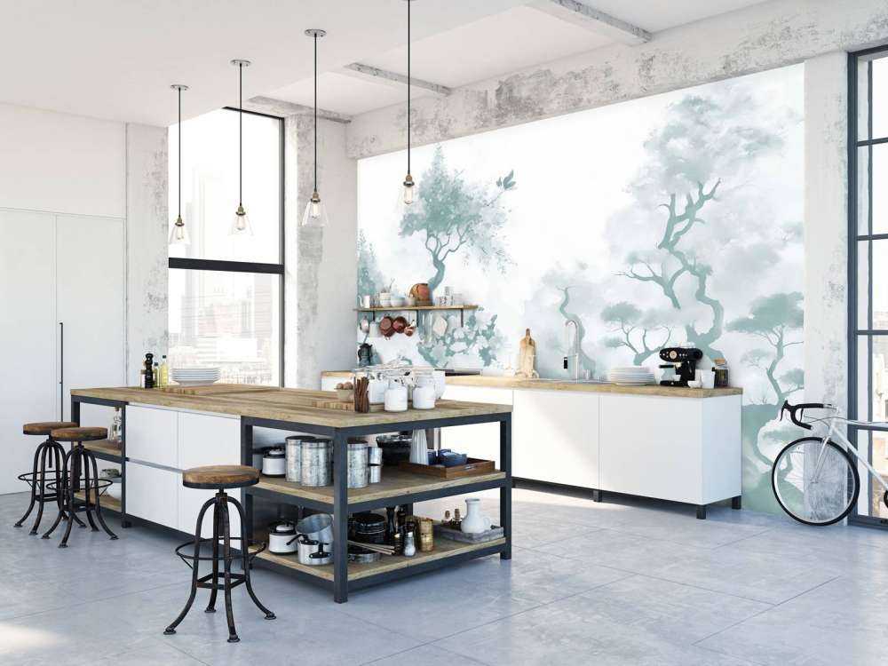 Blooming green trees