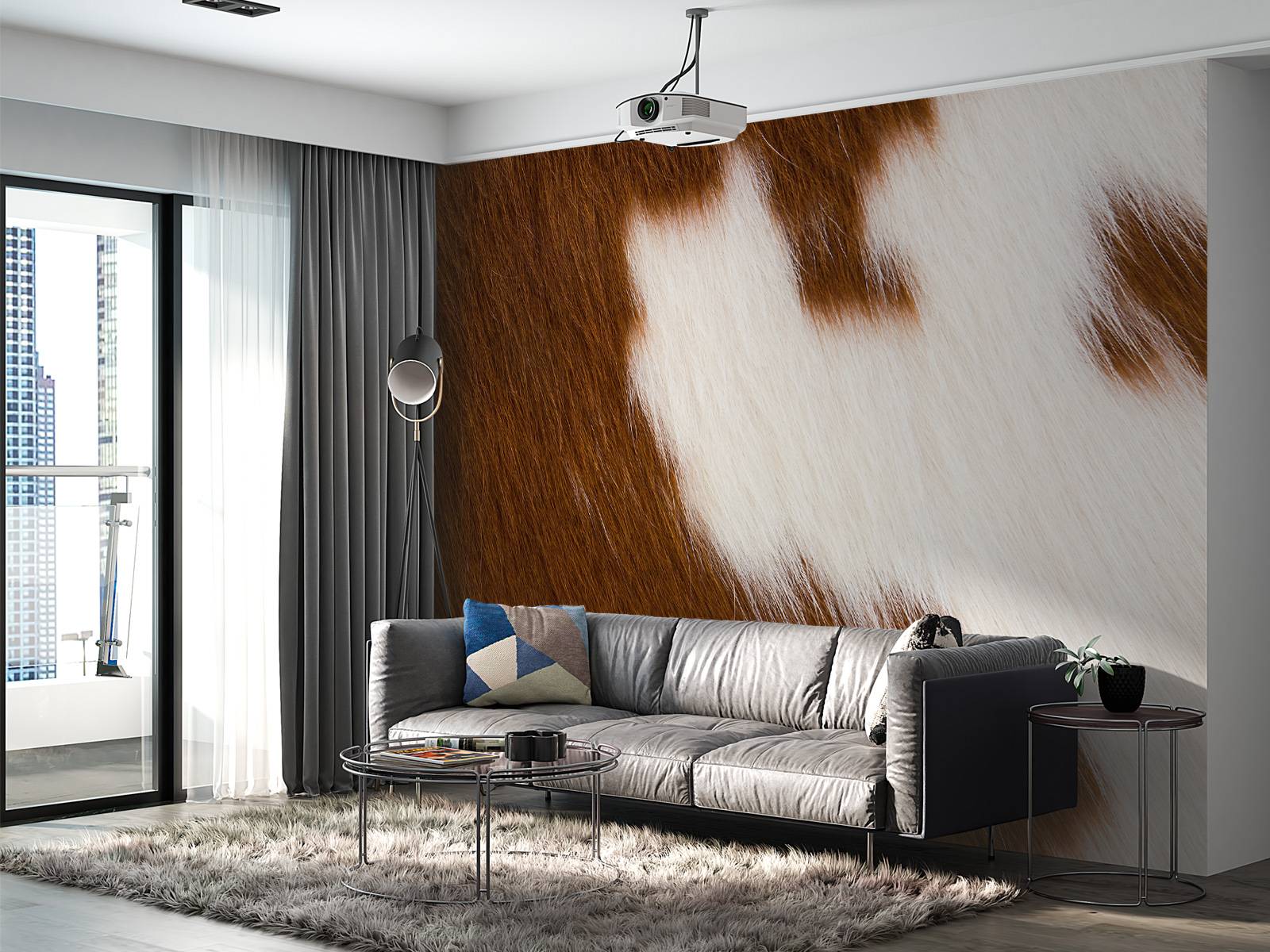 Cowhide red and white cowhide