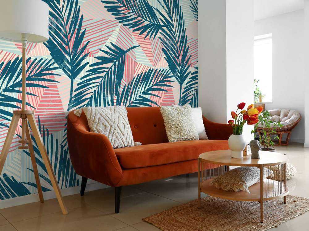 Abstract palm leaves