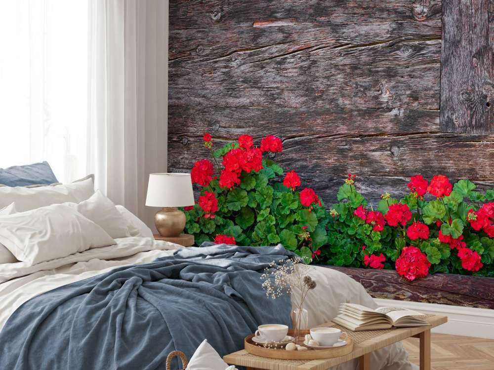 Old wood with flowers