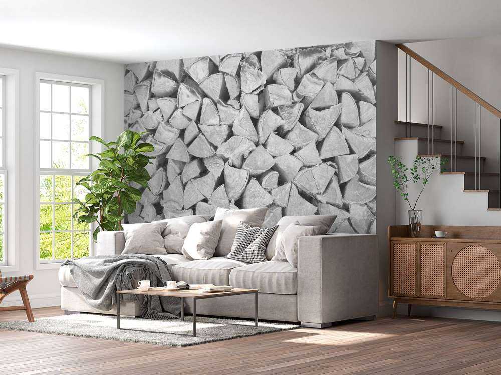 Wood pile in shades of grey