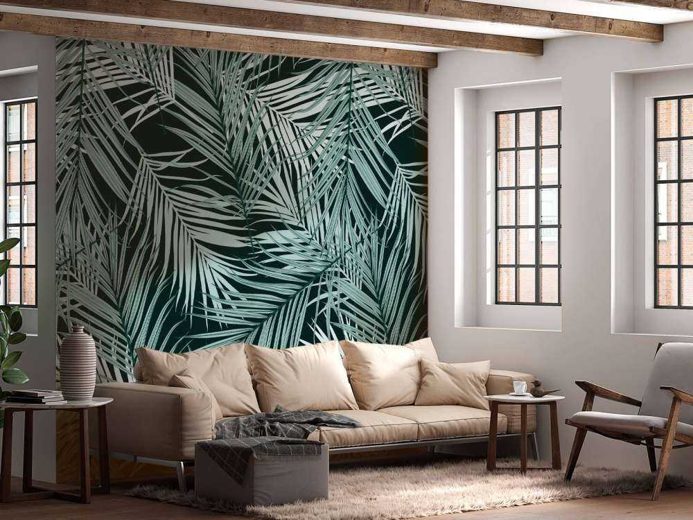 Tropical leaves black background