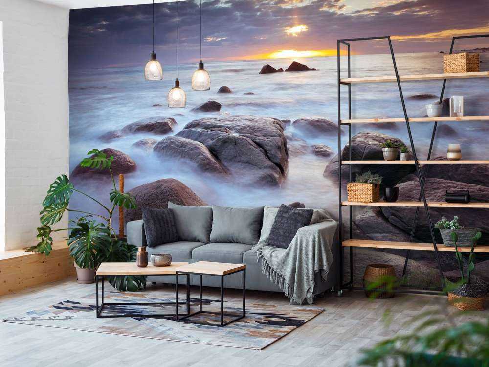 Sunset over a rocky coast