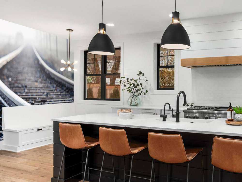 Train track in the morning mist