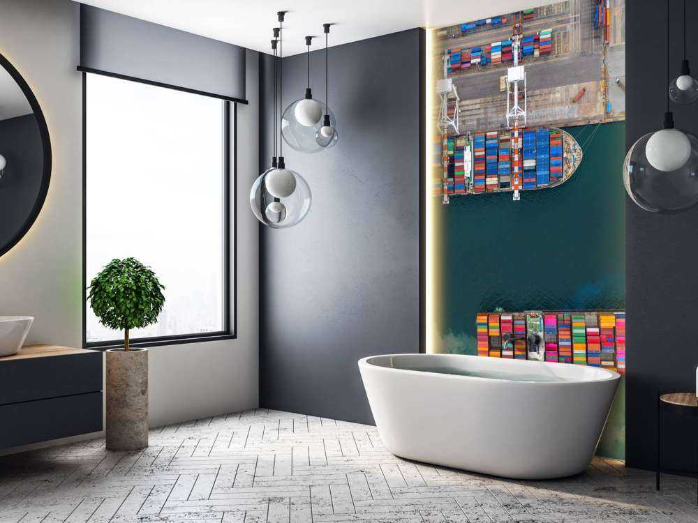 Top view container ships