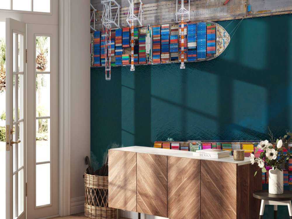 Top view container ships