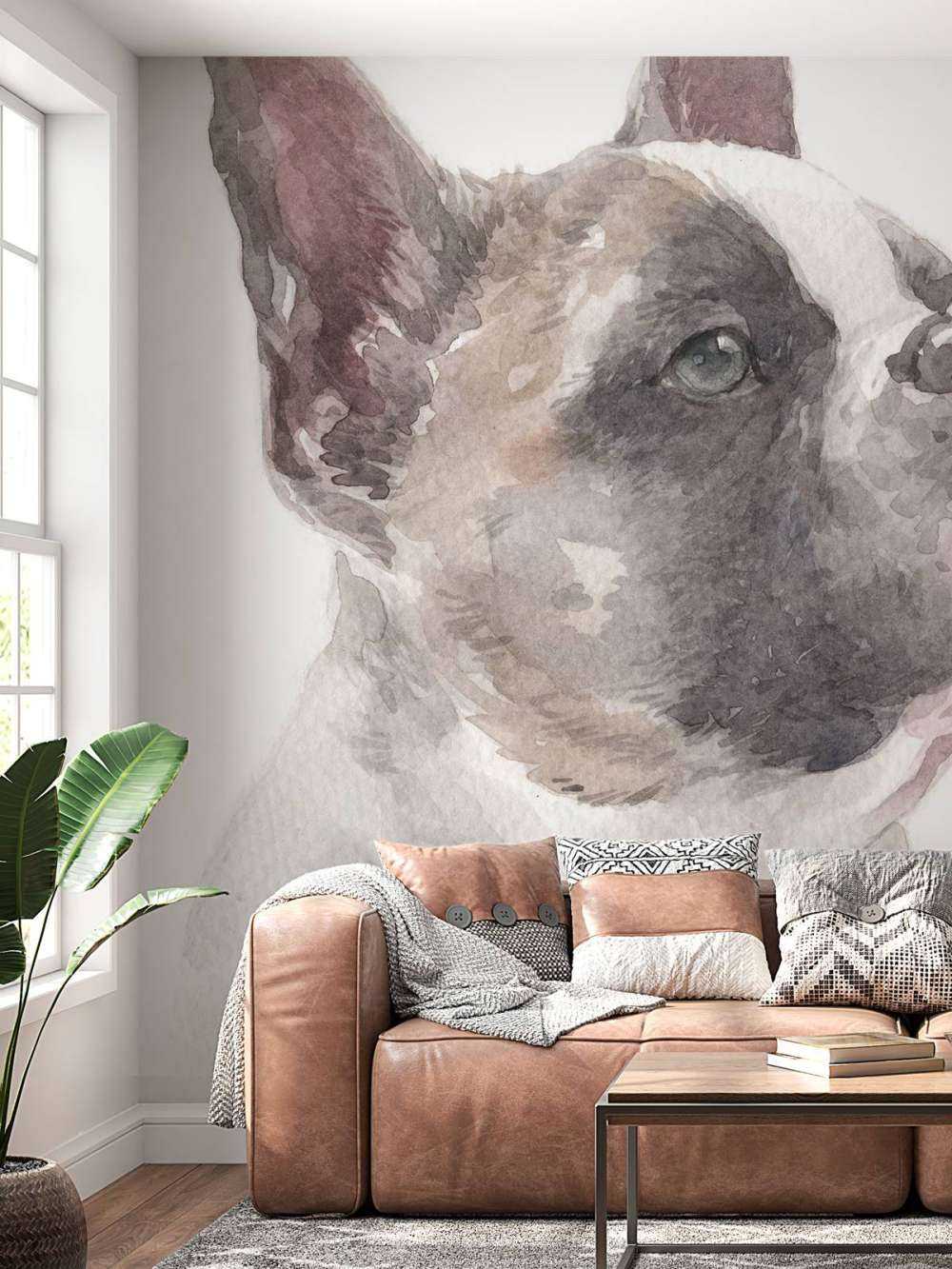 Watercolor French bulldog