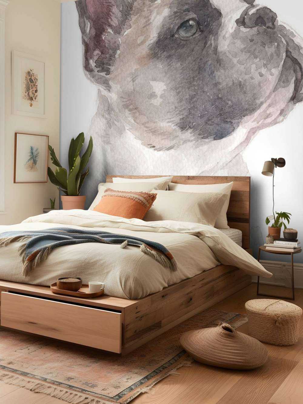 Watercolor French bulldog