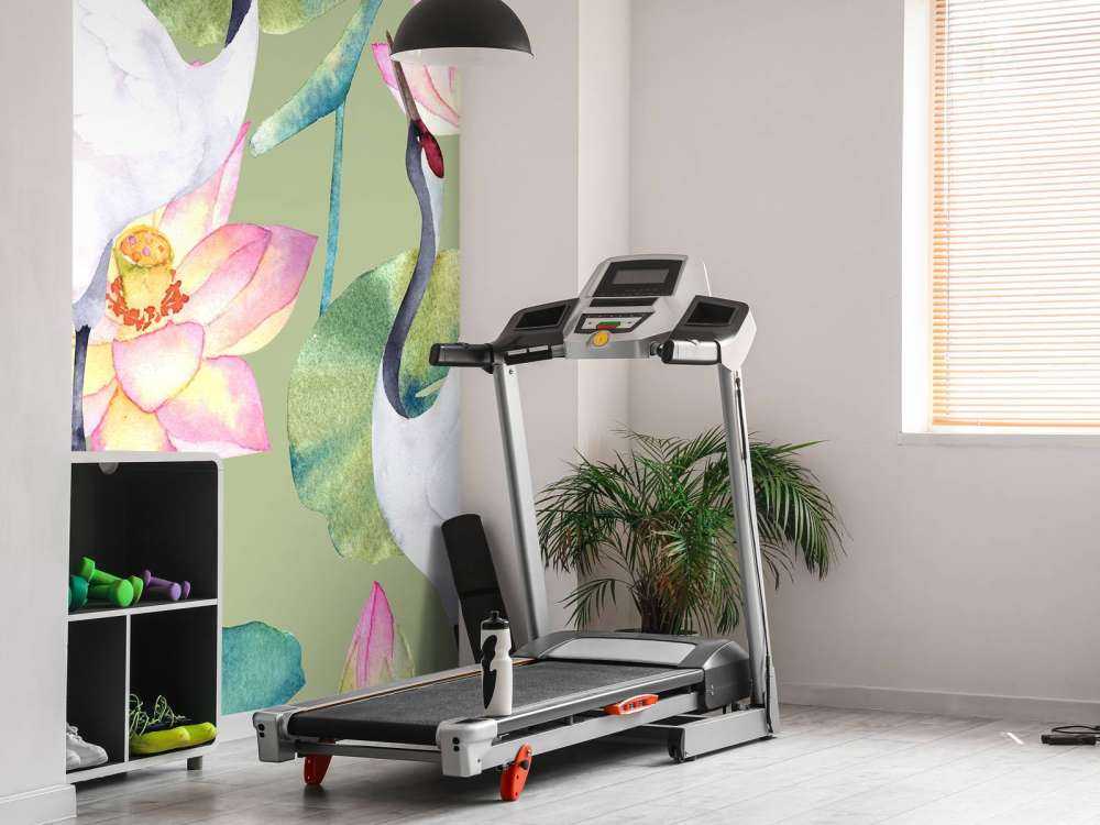 Cranes between flowers