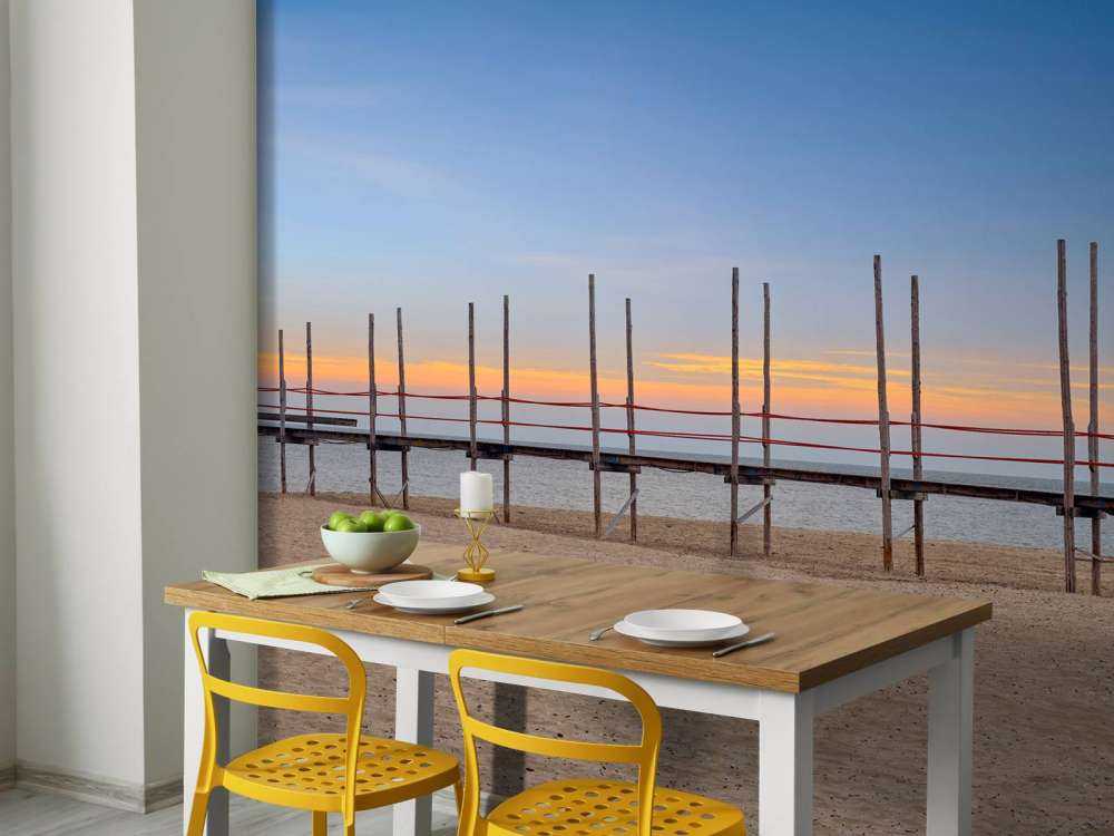 Long jetty with wooden posts