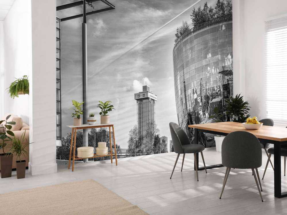 The Museumdepot (The Depot) in Rotterdam in black and white 