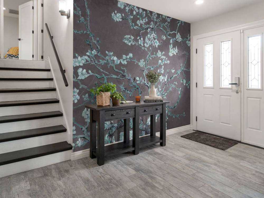 Almond blossom with a blue tint