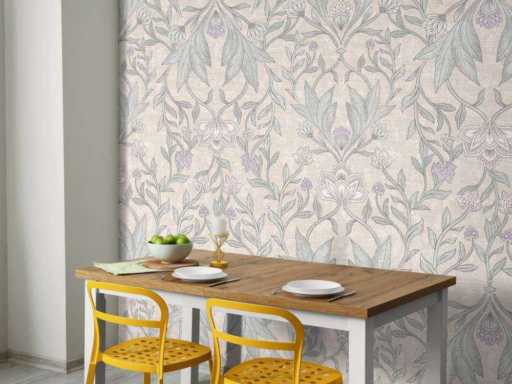 Morris florals damask - neutral beige