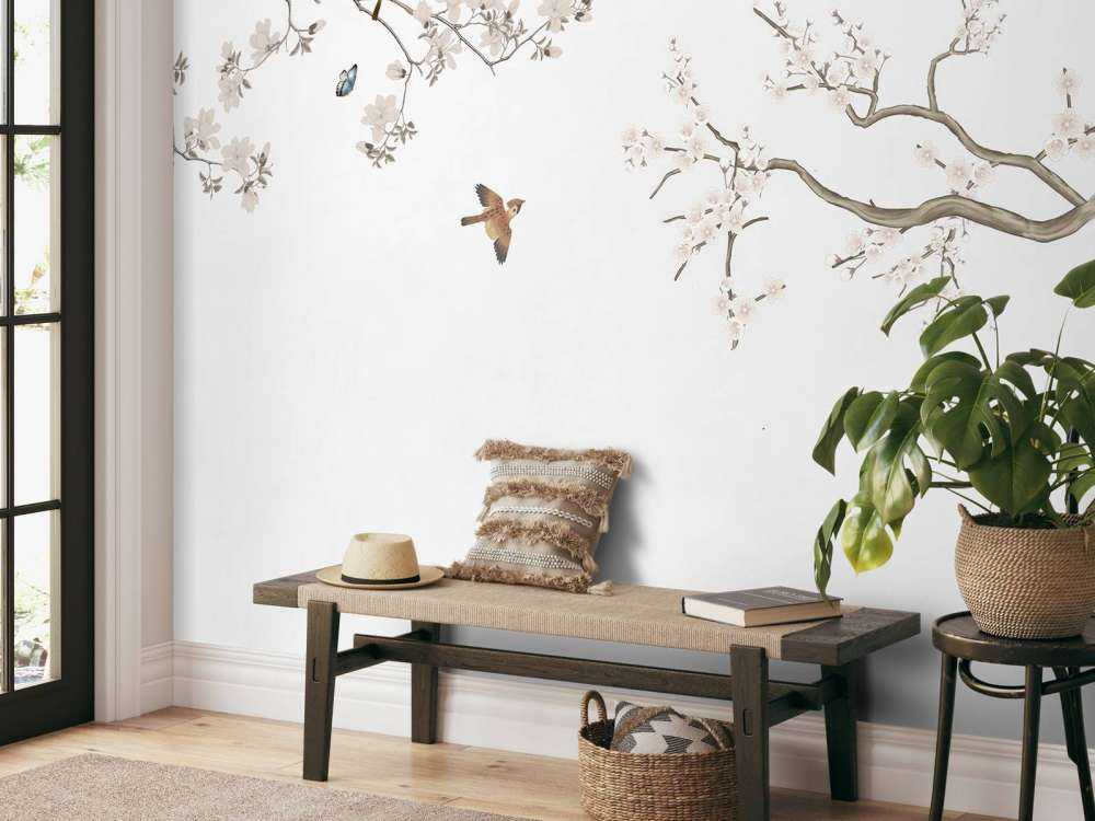 Blossom branches and birds