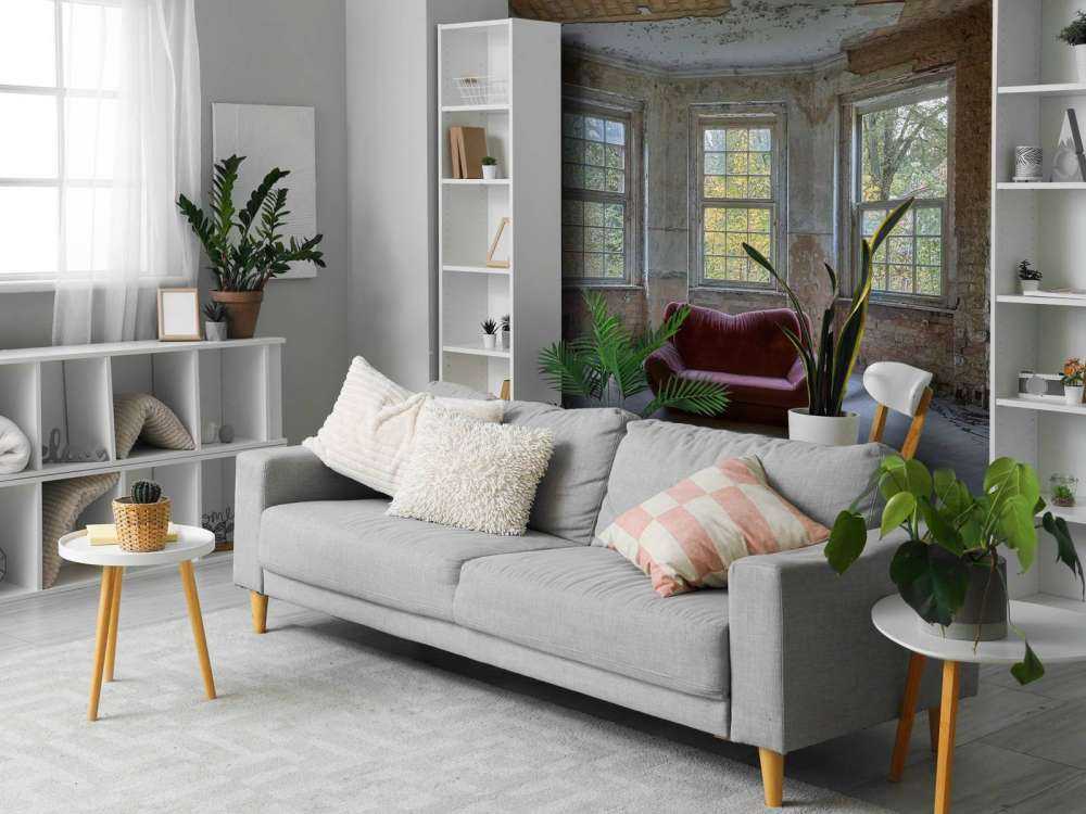 Sofa in abandoned room