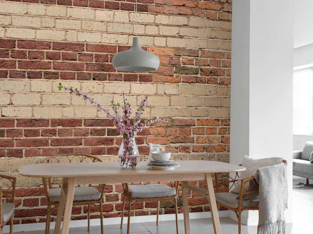 Muur met verschillende soorten bakstenen