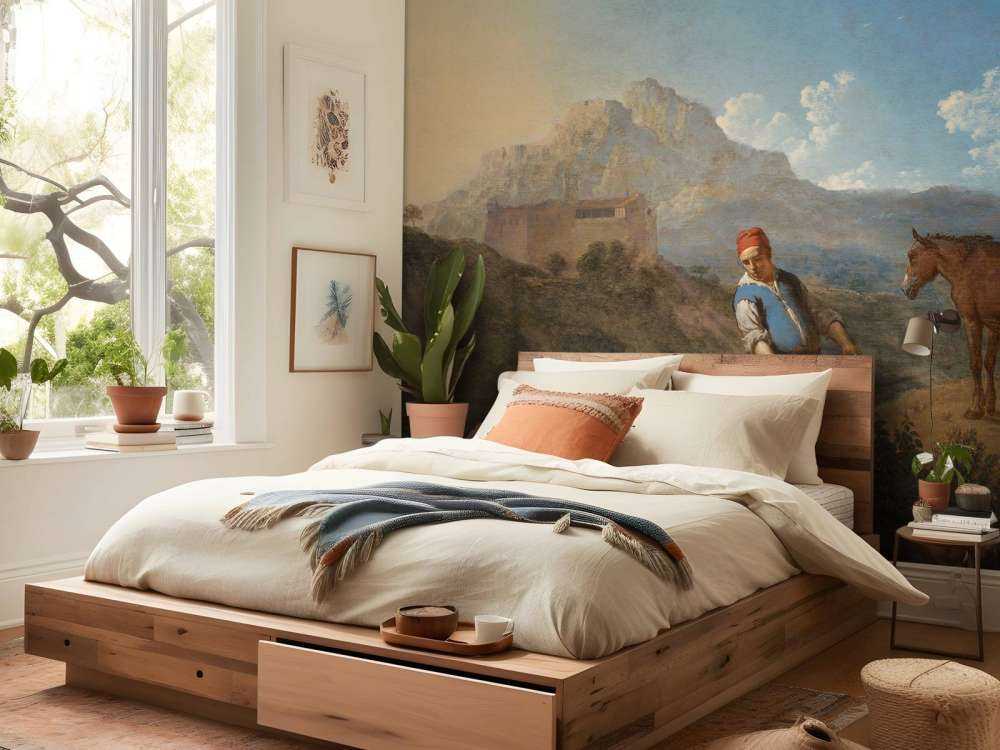 Italiaans landschap met geitenmelkster