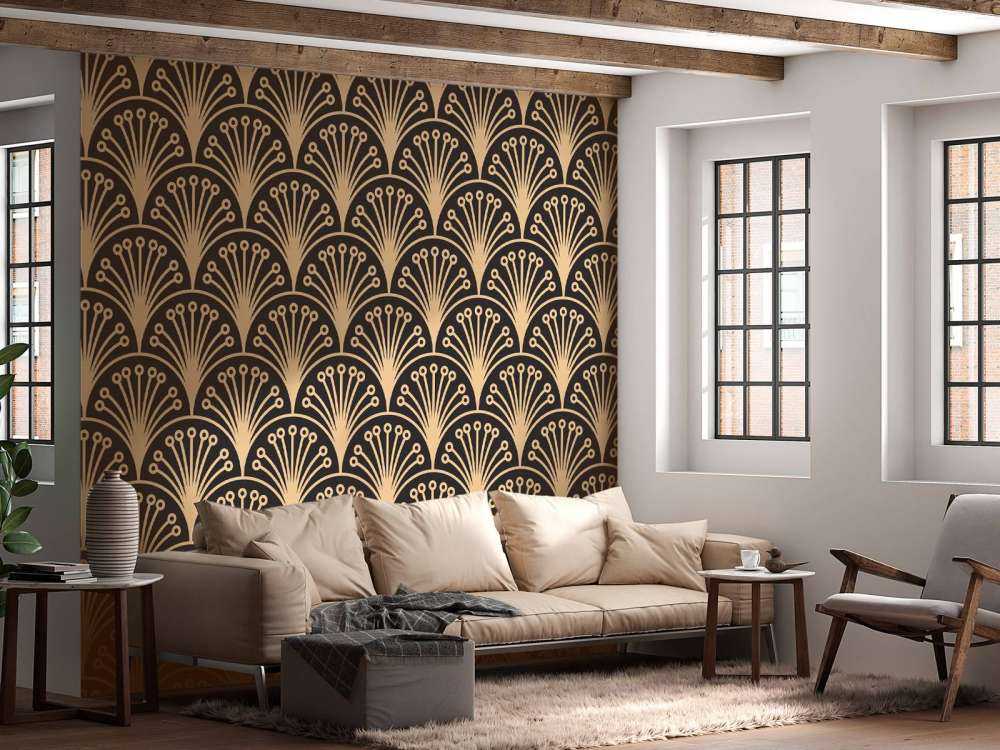 Gold art deco flowers