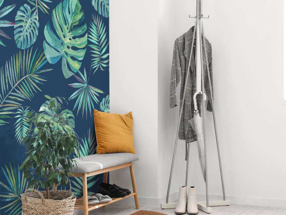 Palm leaves and monstera