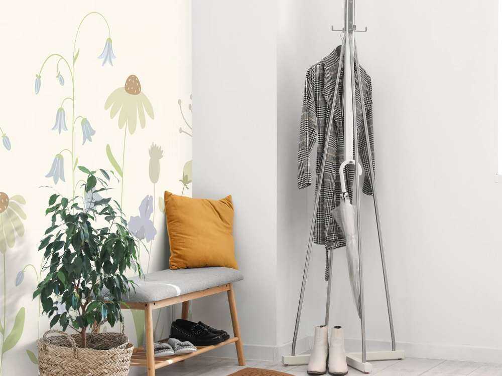 Field of flowers in high beige, old pink, green and lilac