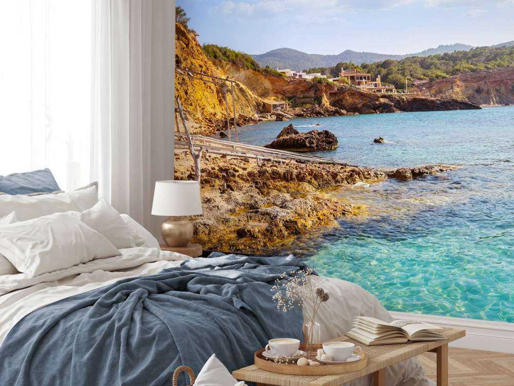 Uitzicht met blauw water