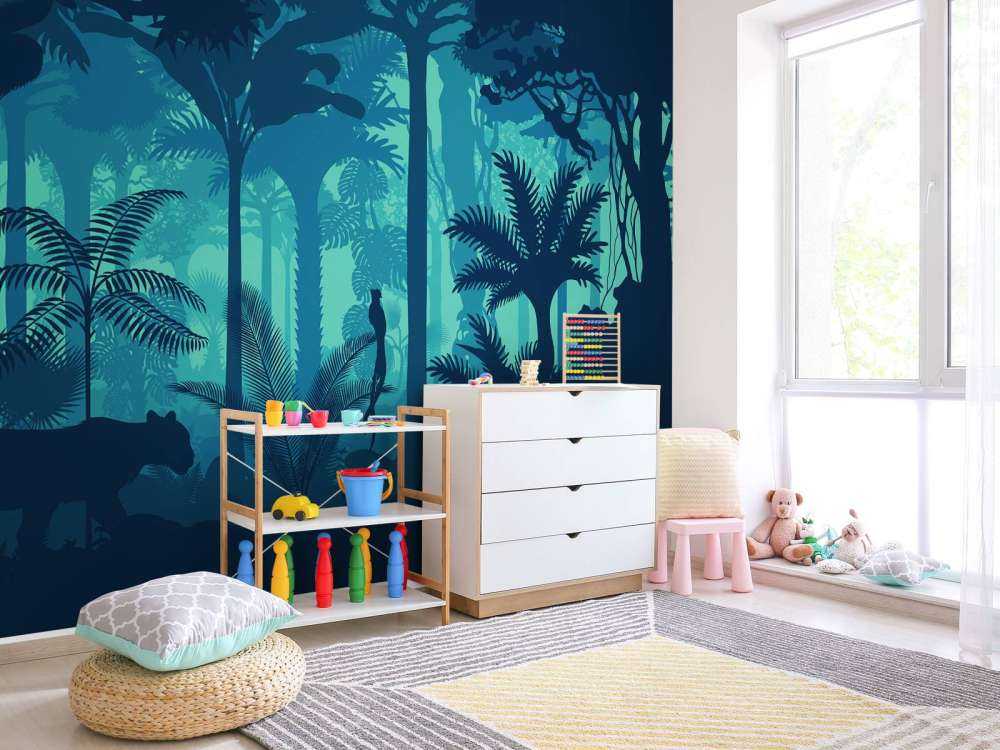 Blue jungle silhouette