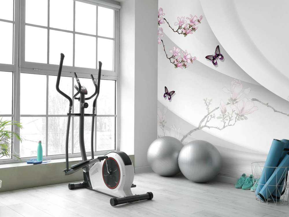 White 3D background with graceful blossom