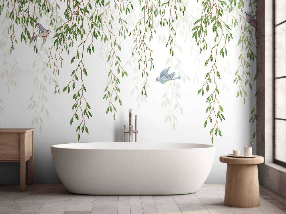 Hanging branches and birds