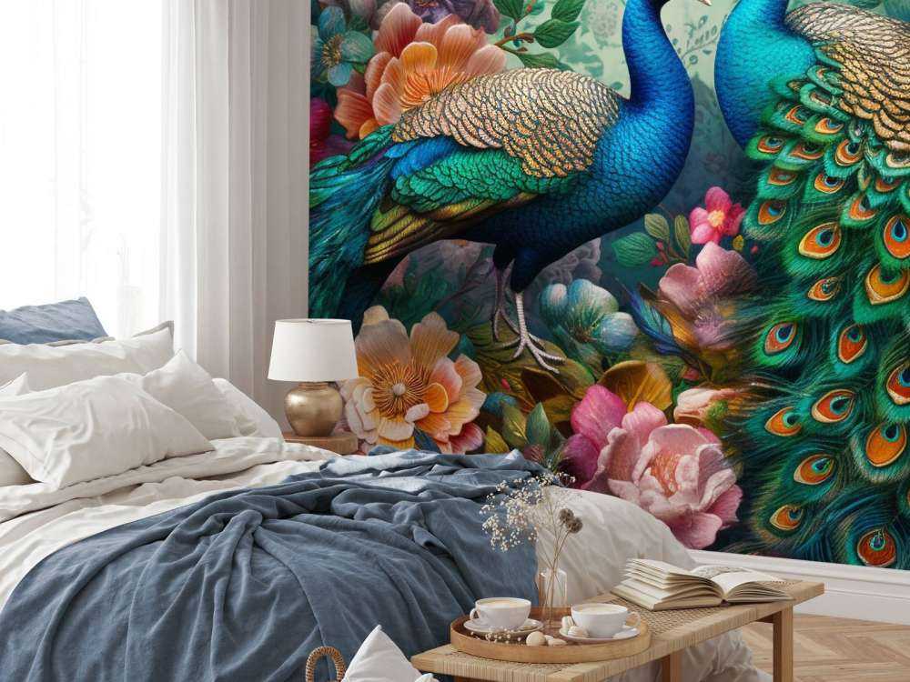 Floral Ball with Peacocks