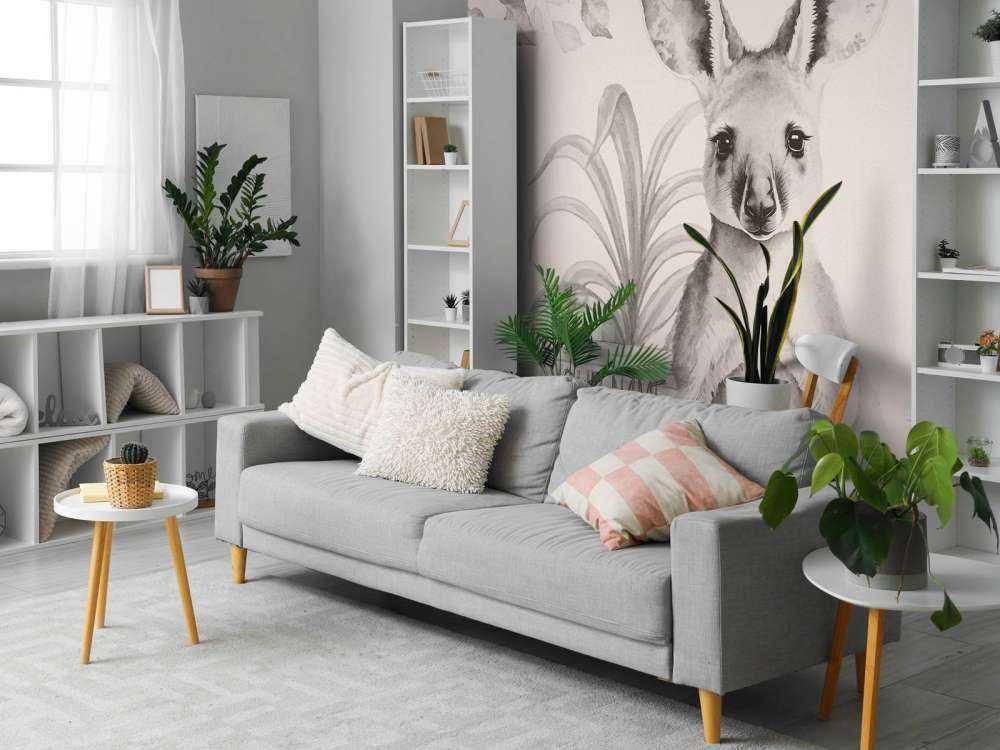 Baby kangaroo in the jungle beige