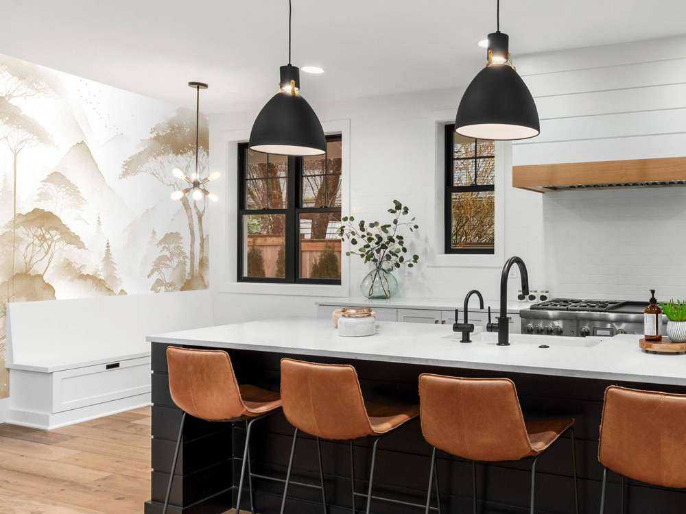 Mountain Lake in Misty Ink, taupe