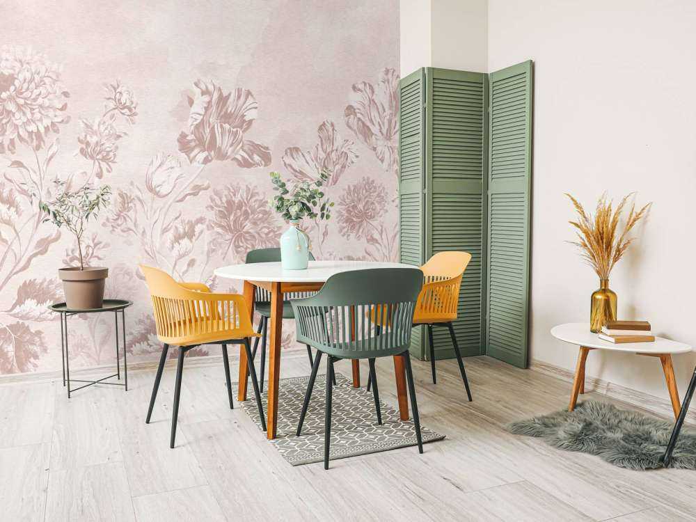 Baroque floral landscape - powder pink