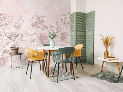 Baroque floral landscape - powder pink