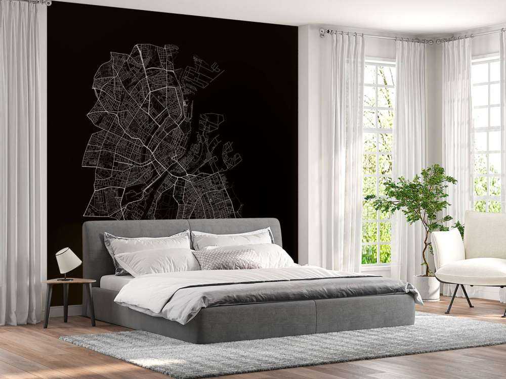 Plattegrond van Kopenhagen, zwart