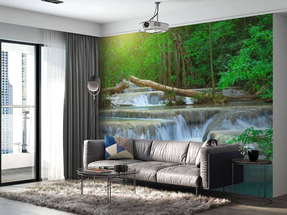 Wide waterfall in the forest