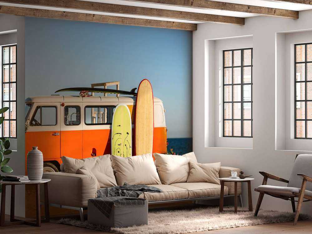 Bus with surfboard