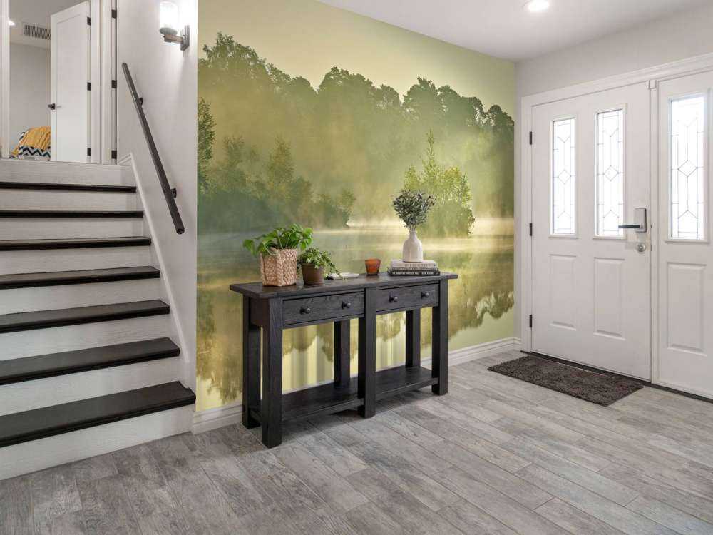 Nebula above a forest lake