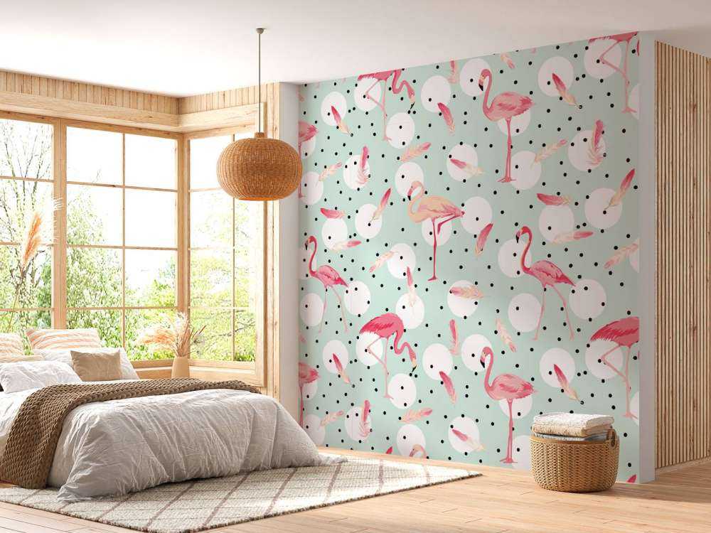 Flamingos and feathers