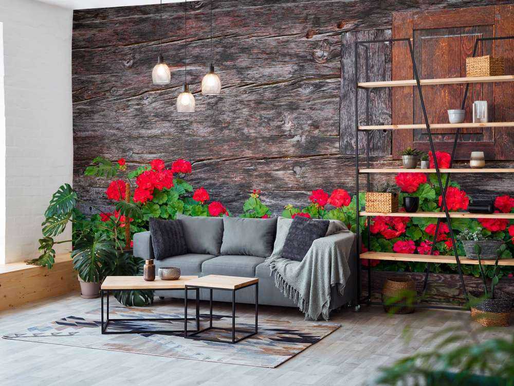 Old wood with flowers