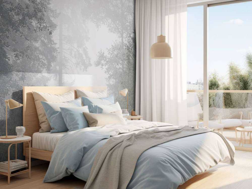 Road through misty forest