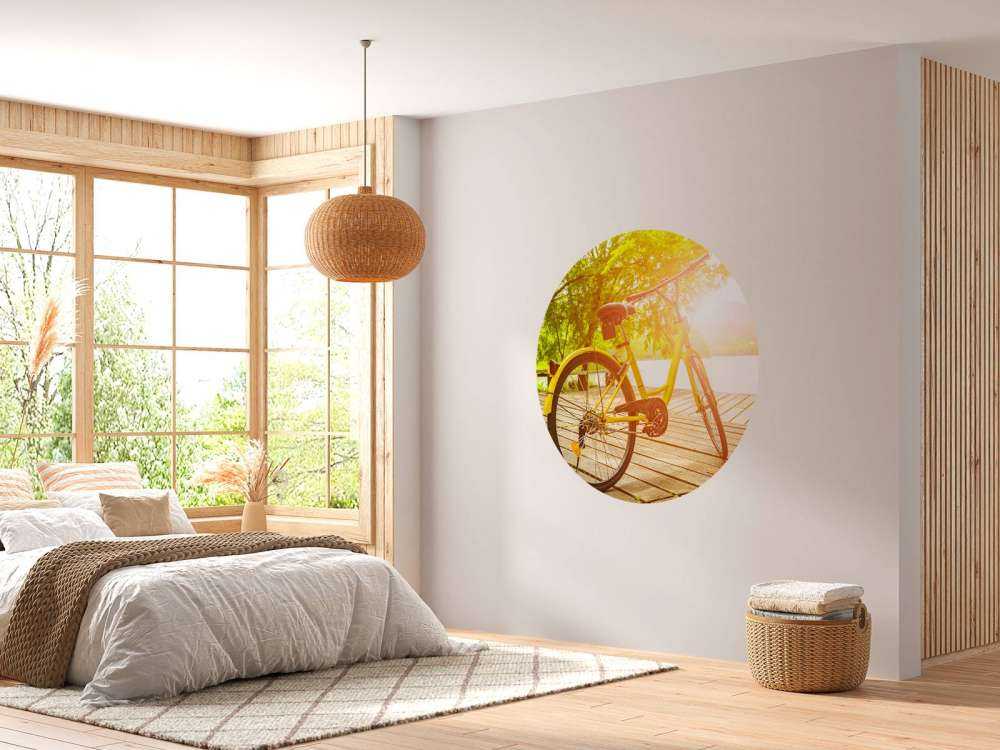 Yellow bike on jetty