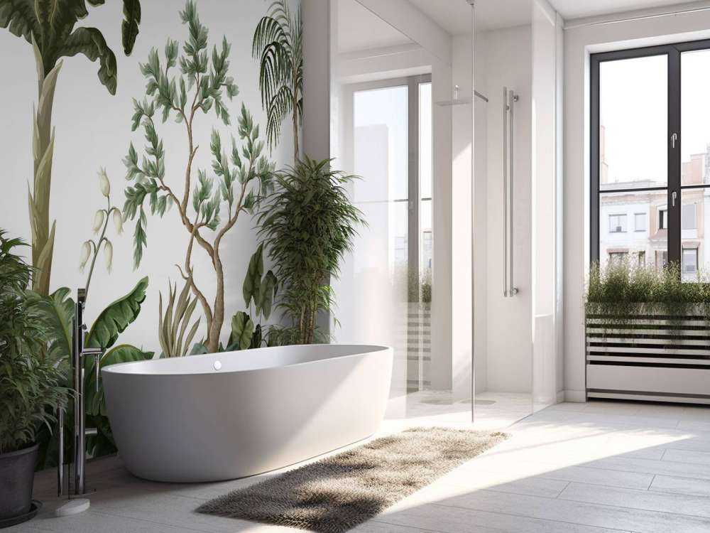 Jungle landscape with palm trees