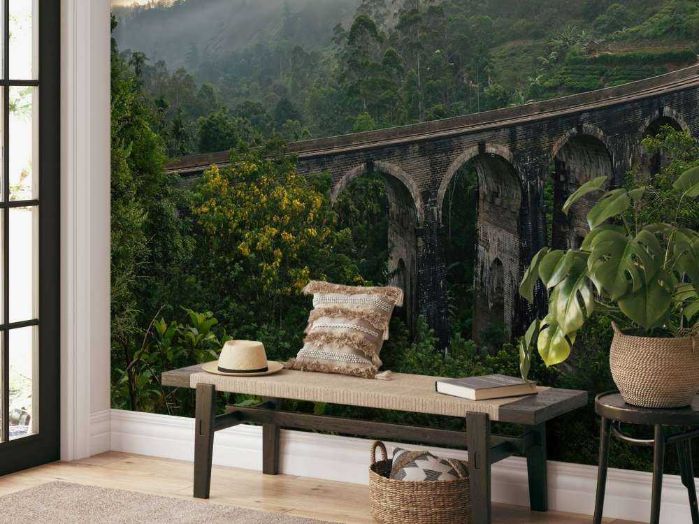 Railway bridge through jungle