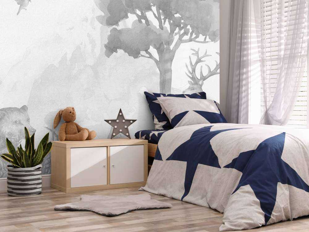 Forest animals in black and white